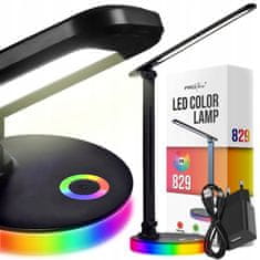 Dexxer 9W LED RGB touch namizna svetilka USB črna