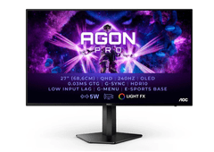 AOC Agon Pro AG276QZD gaming monitor, 67,3 cm, QHD, OLED, črn