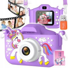 Dexxer Otroški LCD 40MPix digitalni fotoaparat samorog USB vijoličen + 32GB SD kartica