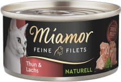 Miamor MIAMOR Feine Filets Naravna Tunina s lososom - mokra mačja hrana, 80g, brez umetnih barvil, brez glutena, za odrasle mačke