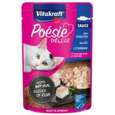 Vitakraft VITAKRAFT Poésie Delice mokra hrana za mačke s črno ribo - 85 g, brez sladkorja in glutena, primerna za vse pasme