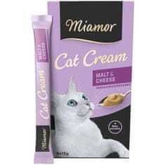 Miamor MIAMOR Cat Cream Pasti z Mlekom in Sirotko - 6x15g, Podpora za prebavo in odpravljanje dlak, za odrasle mačke