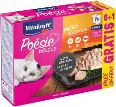 Vitakraft VITAKRAFT Poésie Delice mesna izbira - mokra hrana za mačke - 6 + 1 x 85 g, brez soje, sladkorja in glutena