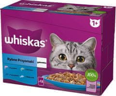 Whiskas WHISKAS mokra mačka hrana v želeju, okusi: Bel rib, Trska, Losos, Tuna - 12x85g, splošno zdravje, za odrasle muce