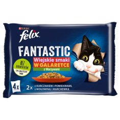 slomart Felix Fantastične dežele - meso z zelenjavo, piščanec s paradižnikom in goveje meso s korenčkom, 340g (4x85g)