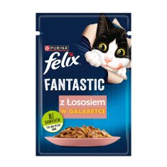 slomart FELIX Fantastic z lososom v želeju - mokra hrana za mačke, 85g, za splošno zdravje odraslih mačk