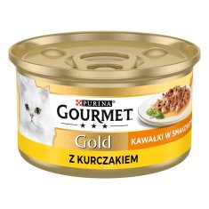 slomart GOURMET GOLD Omaka za mačke s piščancem 85g - mokra hrana za odrasle mačke, podpora zdravju in prehranske potrebe