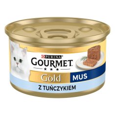 slomart GOURMET GOLD mousse s tuno 85g - mokra hrana za odrasle mačke, brez dodanih alergenov, za splošno zdravje in dobro počutje