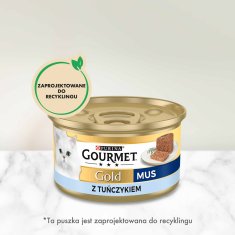 slomart GOURMET GOLD mousse s tuno 85g - mokra hrana za odrasle mačke, brez dodanih alergenov, za splošno zdravje in dobro počutje