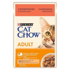 slomart Purina Cat Chow Adult Goveji Nabit Gel v Pacjigi - Mokra hrana za mačke - 85 g, brez glutena, brez umetnih barvil