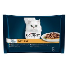 slomart Purina GOURMET Perle mokra hrana za mačke odrasle, piščanec in puran, 4 x 85 g, brez umetnih barvil, zdrava in hranljiva prehrana