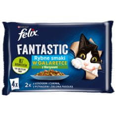 slomart Felix Fantastic okusi iz podeželja v želeju, losos in postrv z zelenjavo - paket 4x85 g za mačke