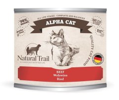 slomart NATURAL TRAIL Alpha Cat Goveja hrana v konzervi za mačke - 200g, brez soje, brez glutena, monoproteinska, brez umetnih barvil