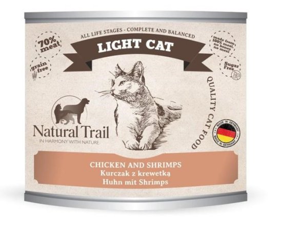 slomart NATURAL TRAIL Lahka mačja hrana s piščancem in kozicami - vlažna hrana za mačke, 200 g, brez glutena in z zmanjšano vsebnostjo maščob