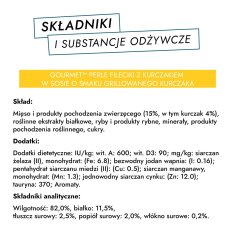 slomart Gourmet Perle mini fileti v omaki za mačke, govedina in piščanec, 4x85g, mokra hrana za odrasle mačke