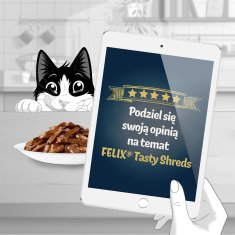 slomart FELIX Tasty Shreds z govedino in piščancem - 4x 80g, mokra hrana za odrasle mačke vseh pasem, brez konzervansov