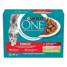 slomart PURINA One Sterilcat mešanica okusov - mokra hrana za mačke - 12 x 85g, zaščita urinarnega sistema, zdravje odraslih mačk