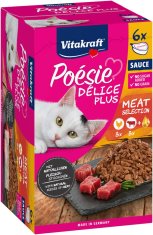 Vitakraft VITAKRAFT POESIE DELICE PLUS mokra hrana za mačke z piščancem in govedino, 6x85g, brez konzervansov in umetnih barvil