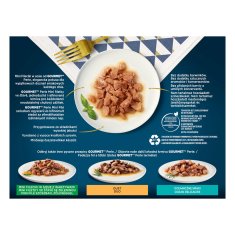 slomart PURINA Gourmet Perle mokra hrana za mačke - račja, puran, jagnjetina, tuna - 12x85 g, brez konzervansov, primerno za zrele mačke