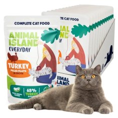 slomart ANIMAL ISLAND vsakodnevni puranjih filetov v juhi - mokra hrana za mačke - 12 x 85g, brez glutena in umetnih barvil