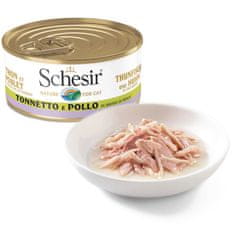 slomart SCHESIR v kuhani brozgi Tuna s piščancem - vlažna hrana za mačke - 70 g - brezglutenska, brez dodanega sladkorja