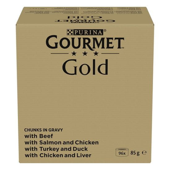 slomart PURINA GOURMET GOLD mokra hrana za mačke - mešanica 4 okusov, 96x85g, zdrava prehrana za odrasle mačke