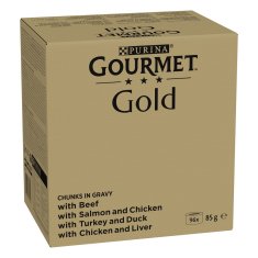 slomart PURINA GOURMET GOLD mokra hrana za mačke - mešanica 4 okusov, 96x85g, zdrava prehrana za odrasle mačke