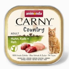 Animonda ANIMONDA Carny Country - Piščanec, Telečje + Jelen - mokra hrana za mačke, 100 g, brez soje, brez glutena, brez umetnih barvil