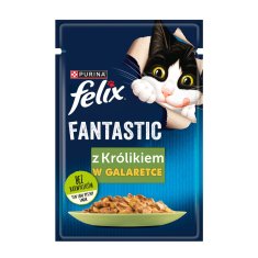 slomart Purina Felix Fantastična mokra mačja hrana z zajcem v želeju - 85 g, za odrasle mačke, brez umetnih barvil in konzervansov