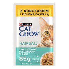 slomart PURINA Cat Chow Mokra hrana za mačke s piščancem in fižolom - 4 x 85g, za zmanjšanje dlak v želodcu, brez umetnih barvil