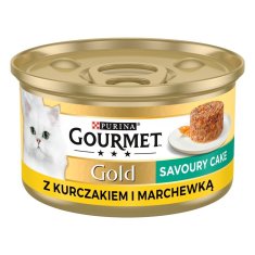 slomart GOURMET GOLD - Slani kolač s piščancem in korenjem za mačke, 85 g, brez žitaric, brez glutena, za odrasle mačke