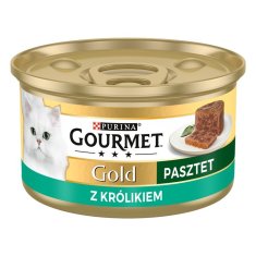 slomart GOURMET Gold - mokra mačja hrana z okusom zajca, 85 g - zdrava izbira za odrasle mačke vseh pasem