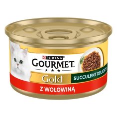 slomart PURINA Gourmet Gold Sočne Delicije Govedina - vlažna hrana za mačke - 85g - brez umetnih barvil in konzervansov