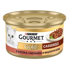 slomart GOURMET GOLD - Casserola z racami in puranom za mačke, 85g, mokra hrana za zrele mačke, splošno zdravje