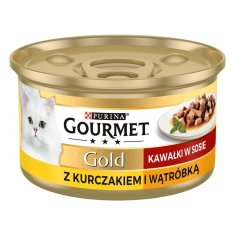 slomart Purina GOURMET Gold mokra hrana za mačke z jetri in piščančjim mesom, 85 g, za odrasle mačke, splošno zdravje