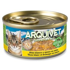 slomart ARQUIVET Tuna s sirom - mokra hrana za mačke - 80 g, brez glutena in žit, primerna za vse pasme in starosti