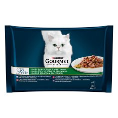 slomart Purina GOURMET Perle GIGMV goveje meso - mokra hrana za mačke, pakiranje 4 x 85 g, za odrasle mačke.