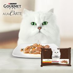 slomart GOURMET A la Carte mokra hrana za mačke - piletina, trska, goveje meso in riba - 4 x 85 g - zdrava izbira za odrasle mačke