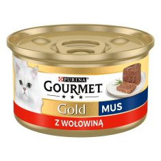 slomart GOURMET Gold goveza za mačke z govejim mesom - 85 g, brez umetnih barvil, za splošno zdravje, primerna za odrasle mačke