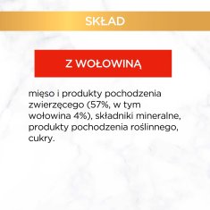 slomart GOURMET Gold goveza za mačke z govejim mesom - 85 g, brez umetnih barvil, za splošno zdravje, primerna za odrasle mačke