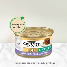 slomart GOURMET GOLD - Sočna torta z jagnjetino in zeleno fižolom, 85 g, brez glutena za odrasle mačke