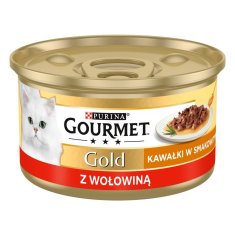 slomart GOURMET Gold Mesna Poslastica za Mačke - mokra hrana, govedina, 85 g, brez umetnih barvil in konzervansov