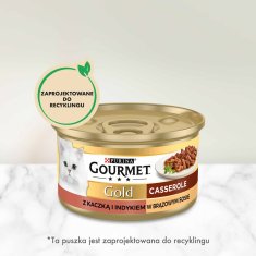 slomart GOURMET GOLD - Casserola z racami in puranom za mačke, 85g, mokra hrana za zrele mačke, splošno zdravje