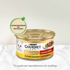 slomart Purina GOURMET Gold mokra hrana za mačke z jetri in piščančjim mesom, 85 g, za odrasle mačke, splošno zdravje