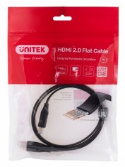 Unitek UNITEK 2.0 4K60HZ HDMI kabel 1m, tip A, ravni, moški, črn, za visoko ločljivost in hitro prenos podatkov