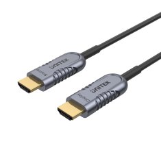 Unitek UNITEK 8K Ultrapro HDMI 2.1 Aktiven Optični Kabel, 3m, Moški, Srebrn in Črn, Zlata obloga kontaktov