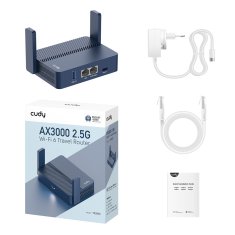 Cudy Cudy AX3000 brezžični usmerjevalnik, Gigabit Ethernet, prenosna naprava, podpora za VPN, Wi-Fi 6, modra barva