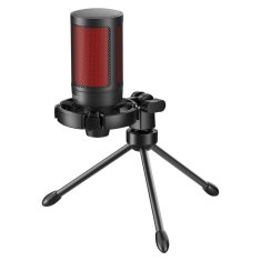 SAVIO Mikrofon za igranje SAVIO z osvetlitvijo, USB, tripod, SONAR PRO, kapacitetna in kardioidna usmerjenost, črn/rdeč