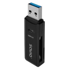 SAVIO SD bralnik SAVIO, USB 3.0, AK-64 - Črn, Hitrost prenosa do 5000 Mbit/s, združljiv z več vrstami pomnilniških kartic