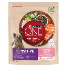 slomart PURINA One Mini/Small Sensitive Losos in Riž - Suha Hrana za Pse, 800 g, Brez Umjetnih Barvil, Primerno za Starejše Pse